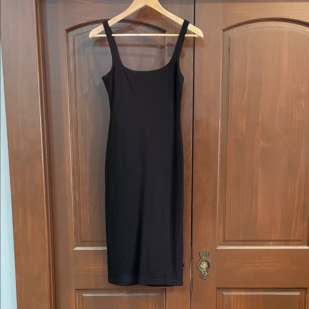 American Apparel Classic Black Midi Dress m medium